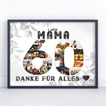 60 Geburtstag Personalisiertes Poster für Mama Fotocollage