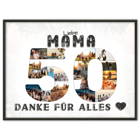 50 Geburtstag Poster Geschenk Mama Danke für Alles Fotocollage