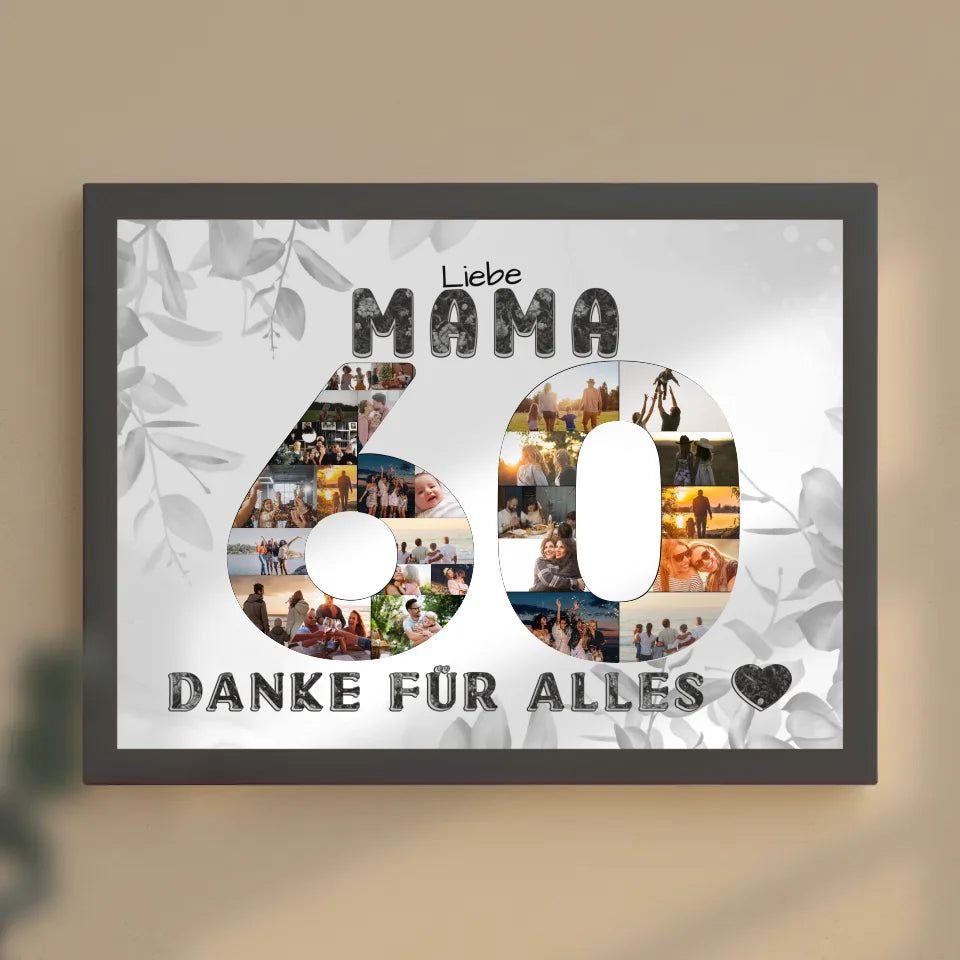 60 Geburtstag Personalisiertes Poster für Mama Fotocollage