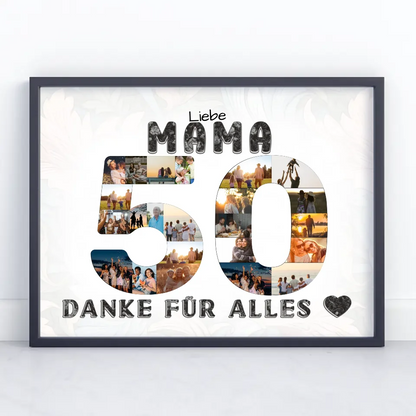50 Geburtstag Poster Geschenk Mama Danke für Alles Fotocollage