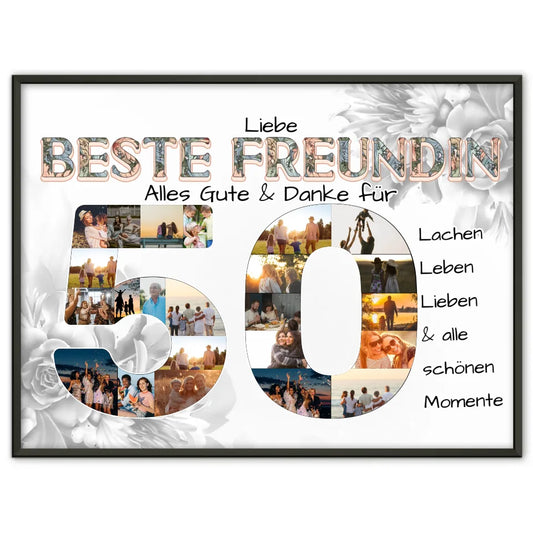 Poster Fotocollage 50 Geburtstag für Beste Freundin Alles Gute