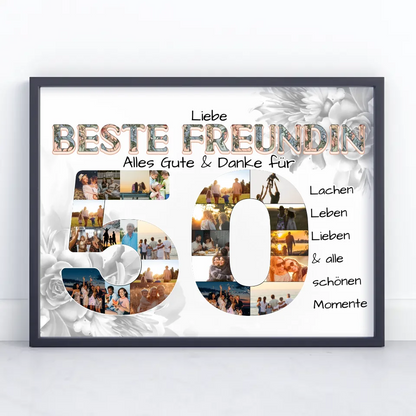 Poster Fotocollage 50 Geburtstag für Beste Freundin Alles Gute