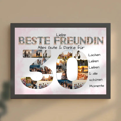 Personalisiertes Poster 30 Geburtstag für Beste Freundin Viele Fotos