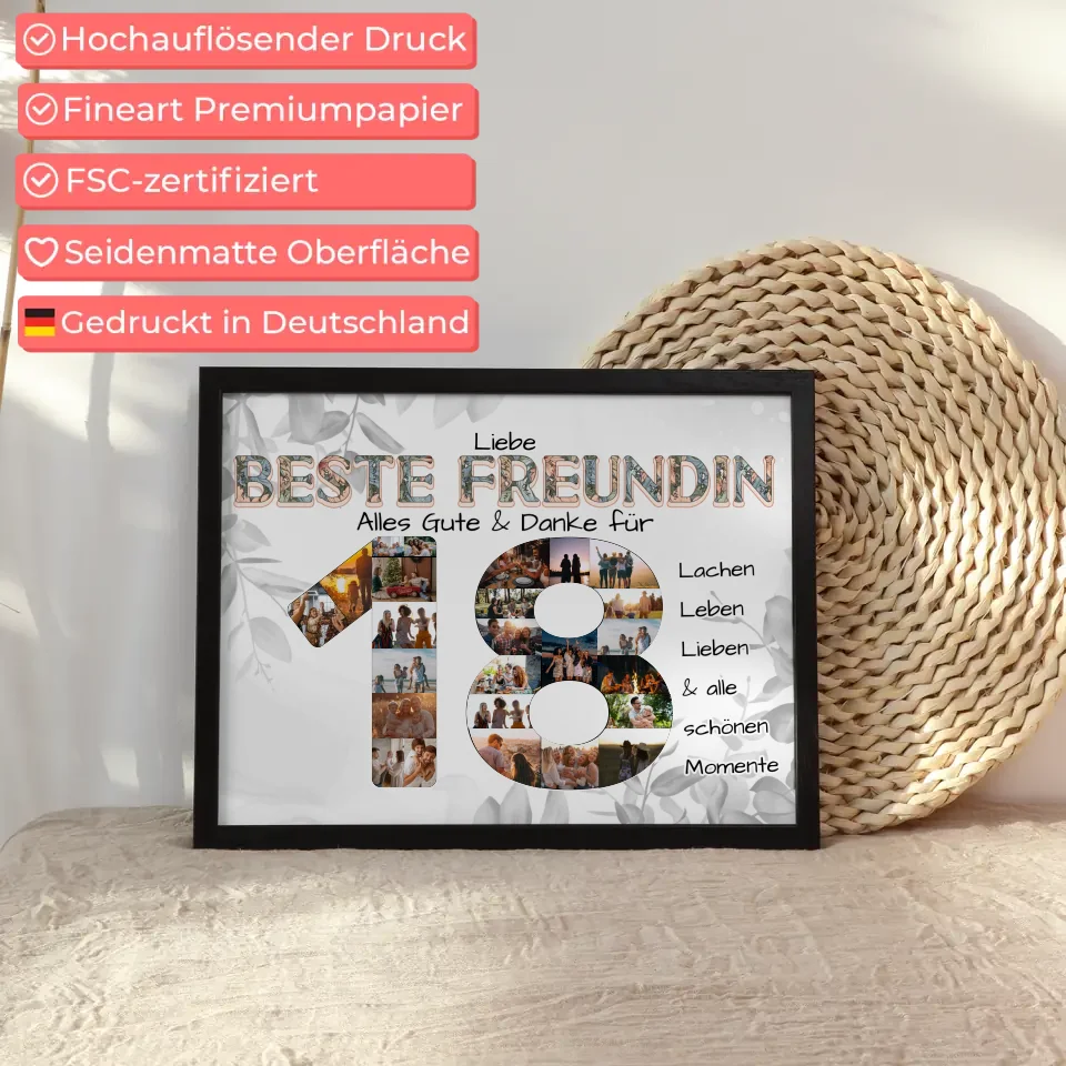 Poster Geschenk zum 18 Geburtstag für Beste Freundin Schöne Momente