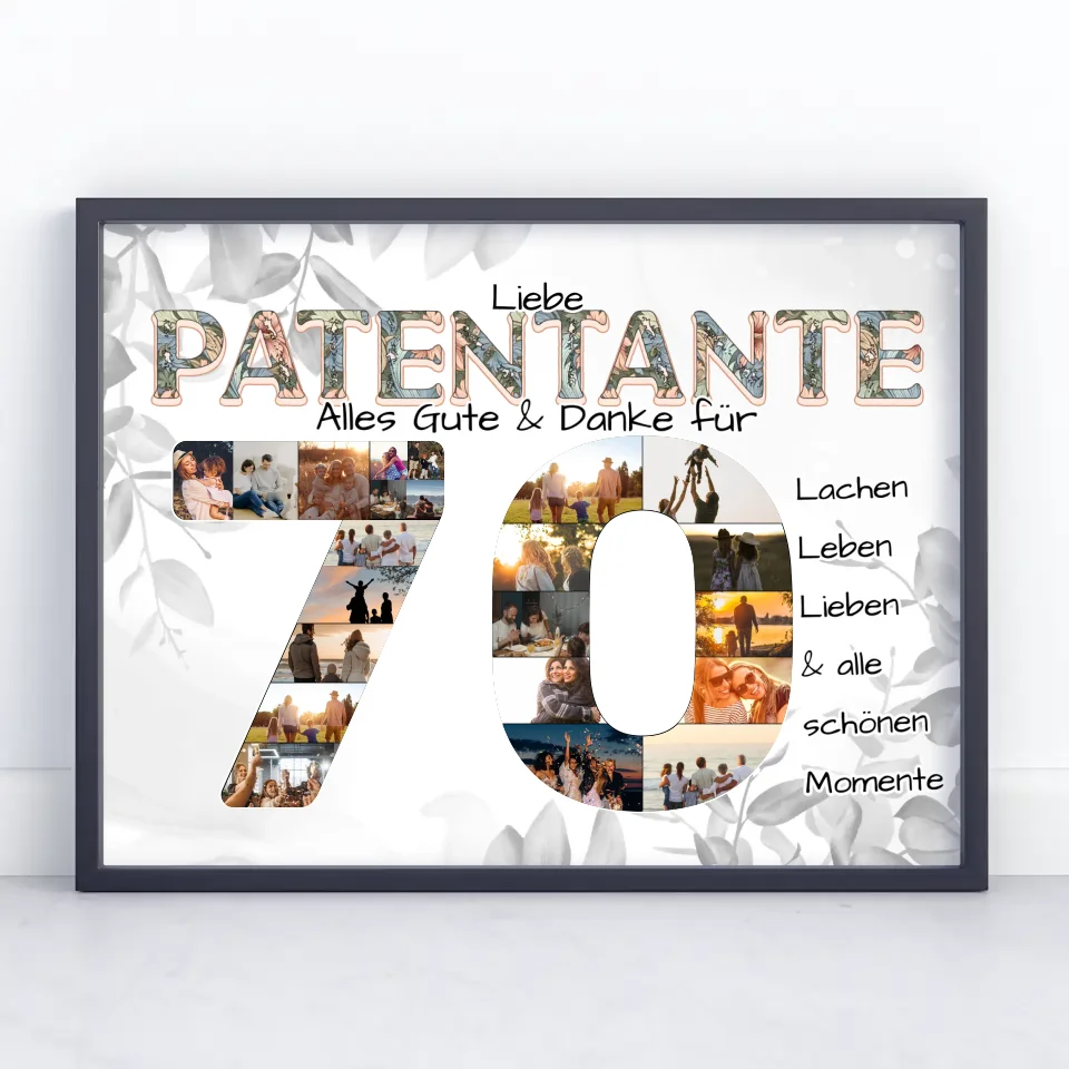 Poster Geschenk zum 70 Geburtstag für Patentante Fotos in Zahlen