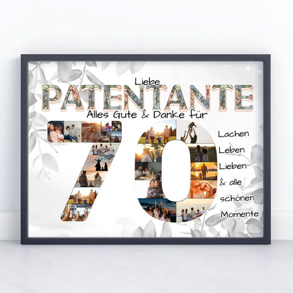 Poster Geschenk zum 70 Geburtstag für Patentante Fotos in Zahlen