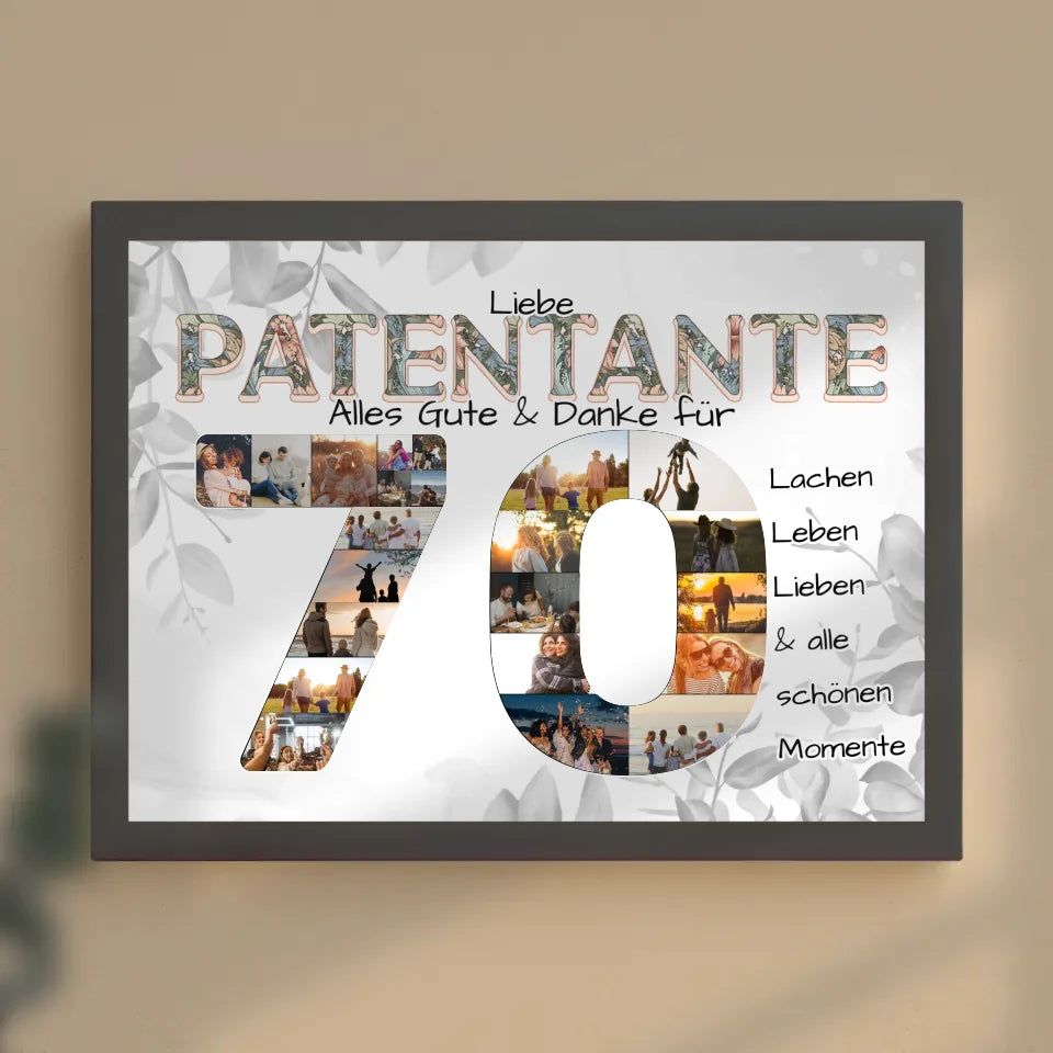 Poster Geschenk zum 70 Geburtstag für Patentante Fotos in Zahlen