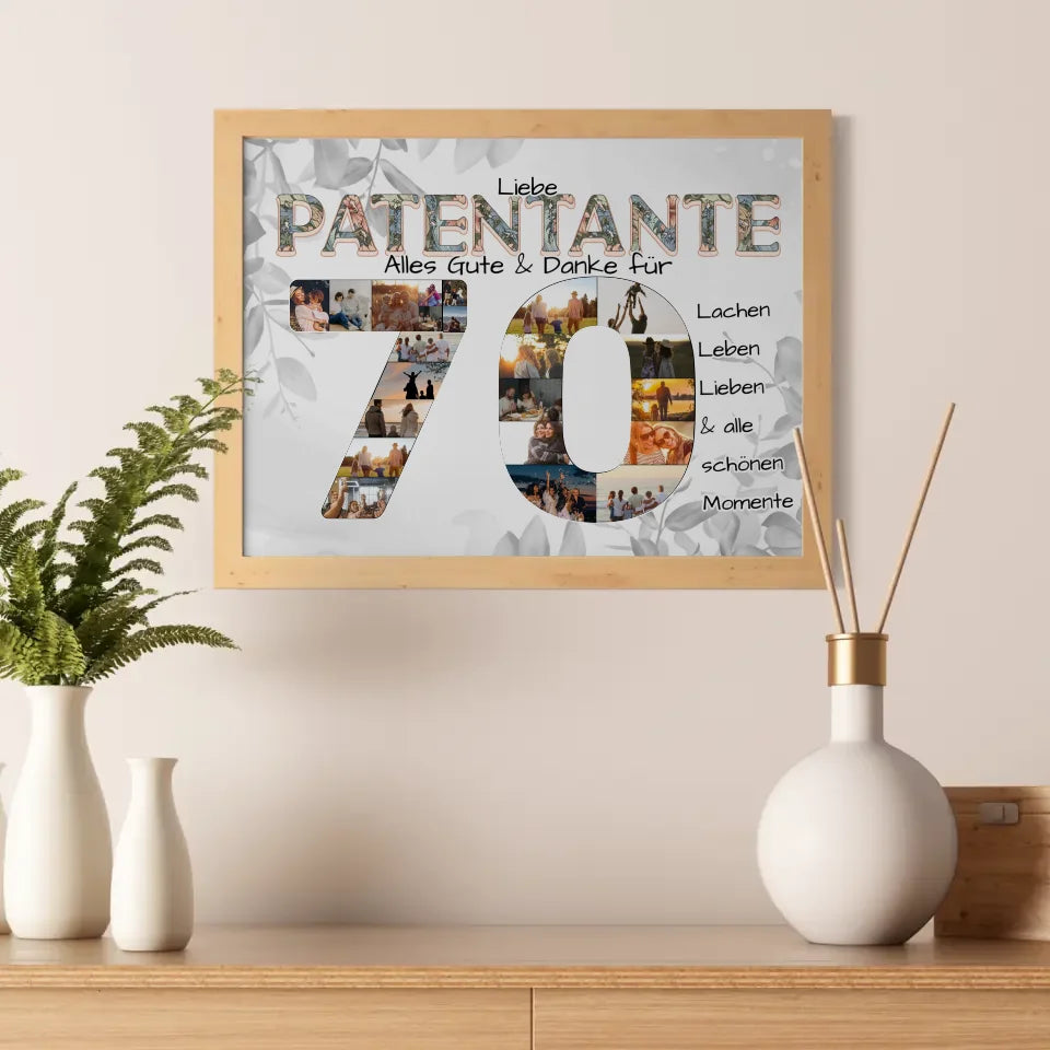 Poster Geschenk zum 70 Geburtstag für Patentante Fotos in Zahlen