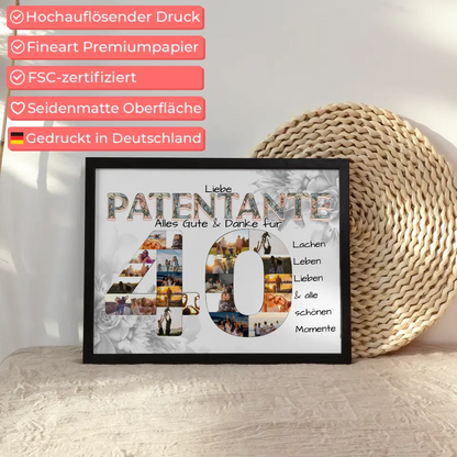 Poster Fotocollage 40 Geburtstag für Patentante Schöne Momente
