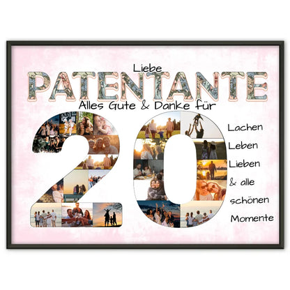 Personalisiertes Poster zum 20 Geburtstag für Patentante Alles Gute Fotocollage