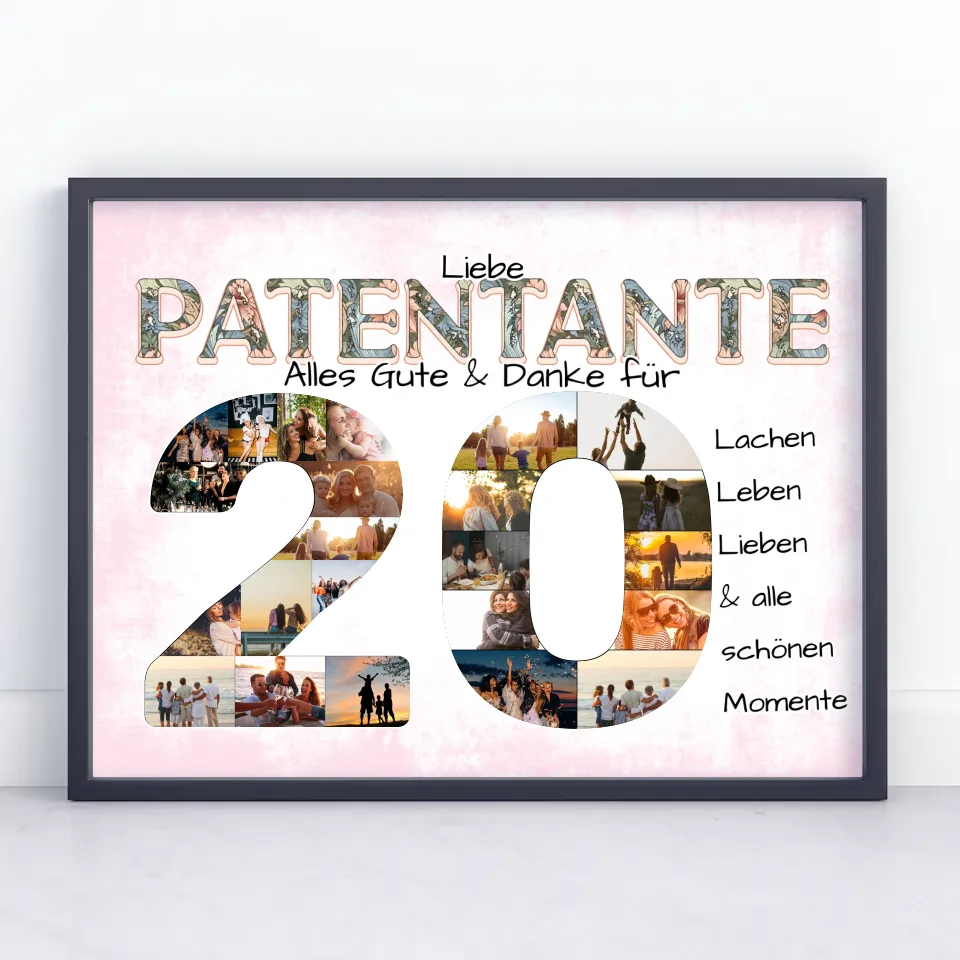 Personalisiertes Poster zum 20 Geburtstag für Patentante Alles Gute Fotocollage