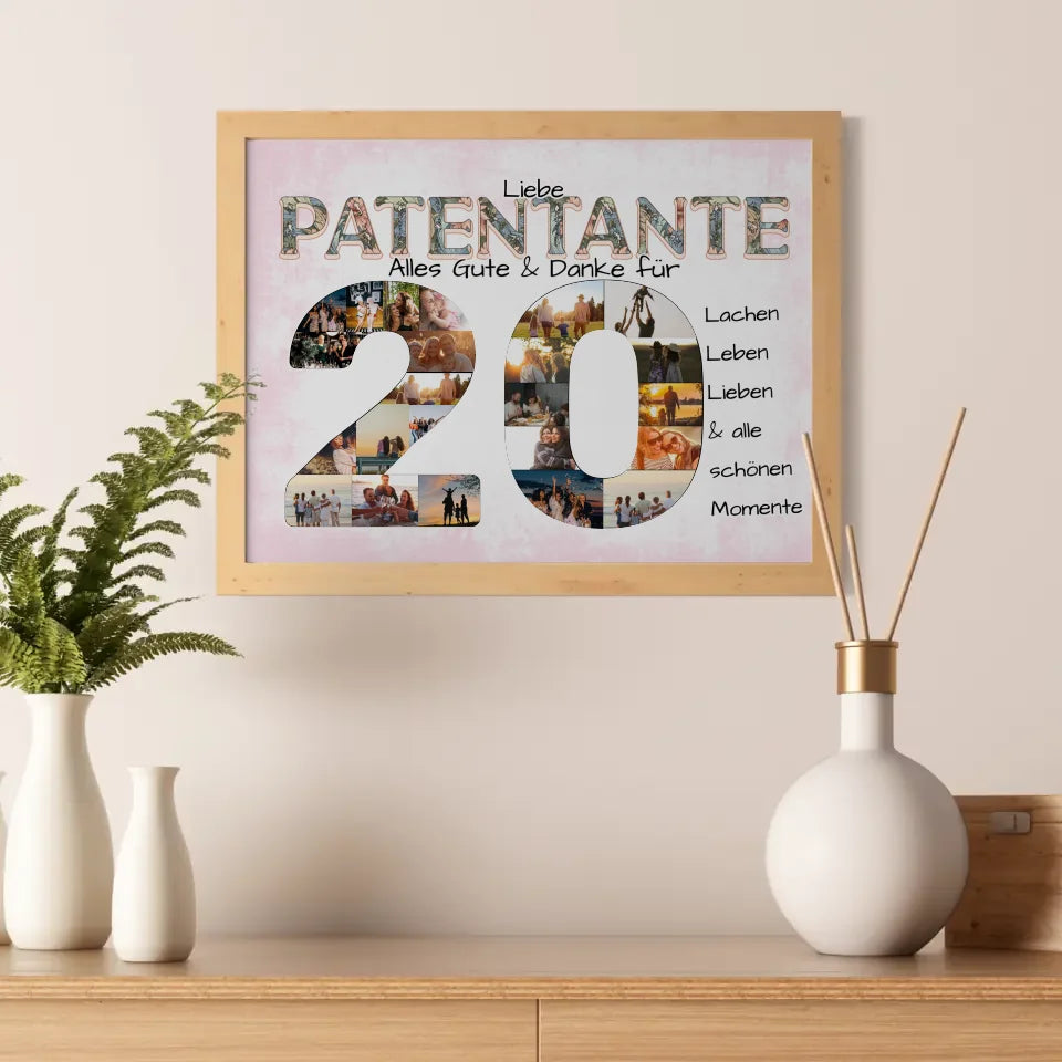 Personalisiertes Poster zum 20 Geburtstag für Patentante Alles Gute Fotocollage