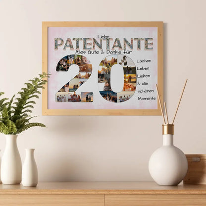 Personalisiertes Poster zum 20 Geburtstag für Patentante Alles Gute Fotocollage