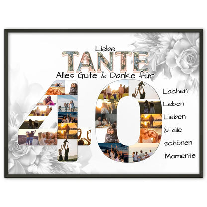 Poster Fotocollage 40 Geburtstag für Tante Fotos in Zahlen