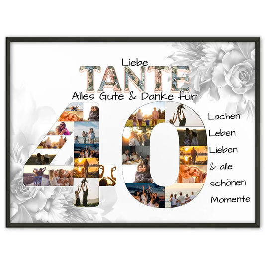 Poster Fotocollage 40 Geburtstag für Tante Fotos in Zahlen