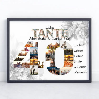 Poster Fotocollage 40 Geburtstag für Tante Fotos in Zahlen