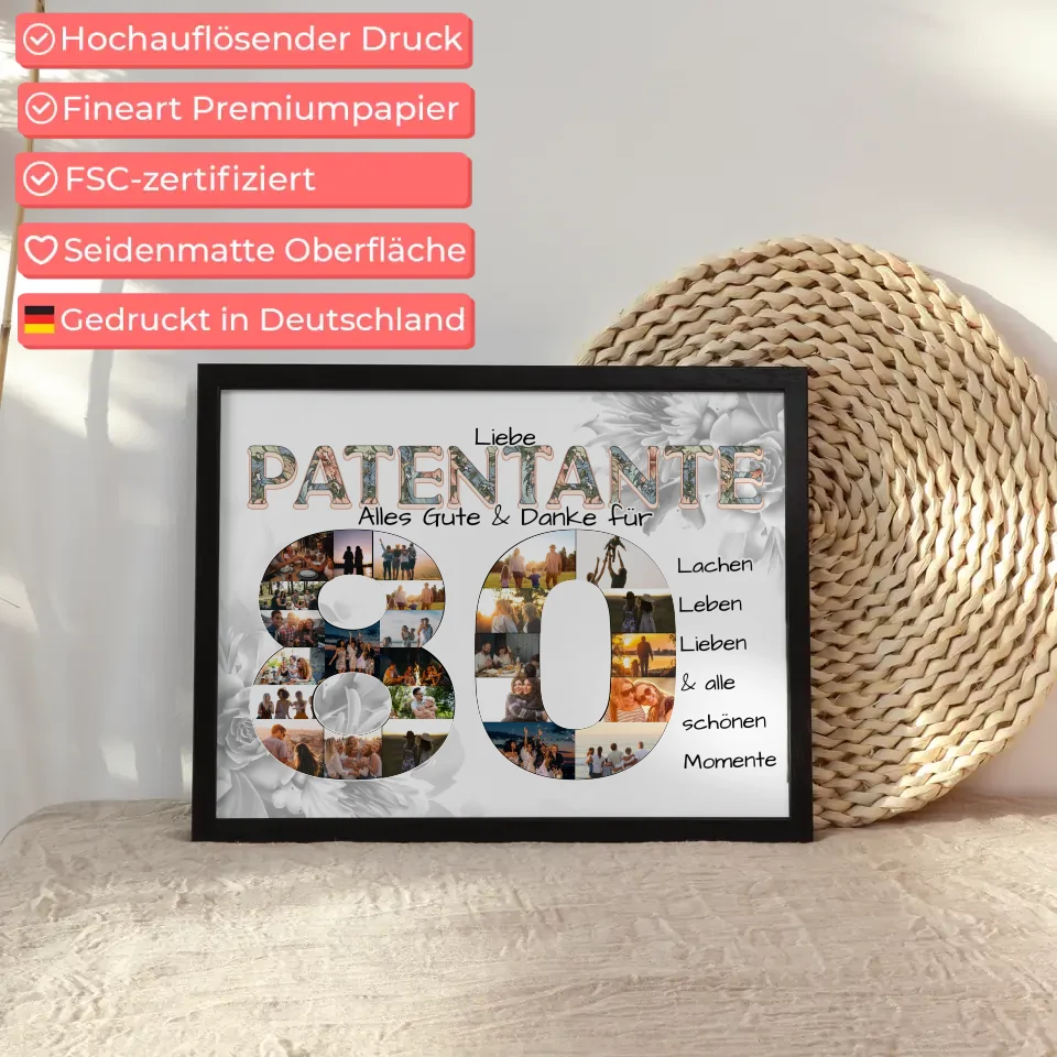 Poster Fotocollage 80 Geburtstag für Mama Alles Gute