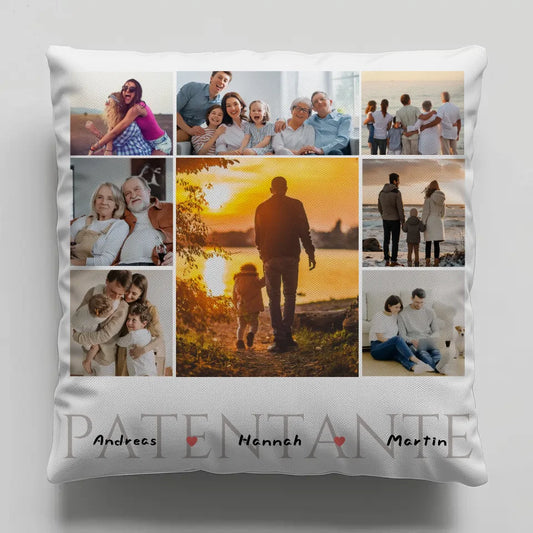 Individuelles Kissen Patentante Fotocollage 8 Fotos & Namen 1