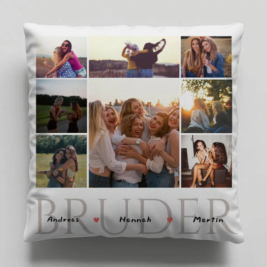 Kissen Personalisiert für Bruder Fotocollage 8 Fotos & Namen 1