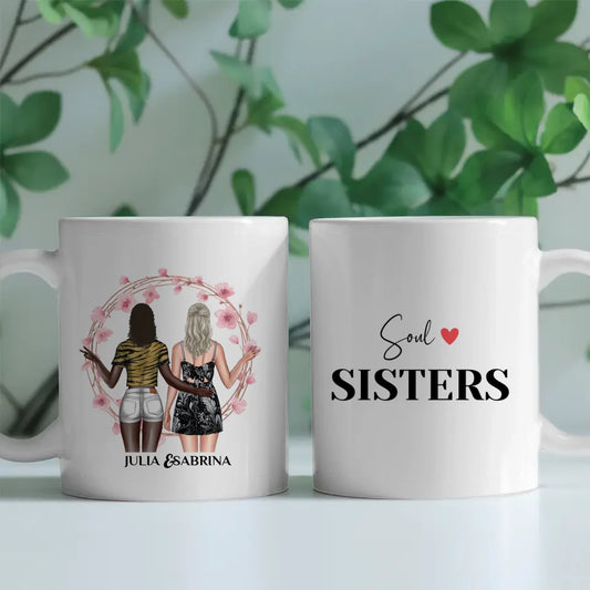 Tasse Beste Freundin Soul Sisters mit Figuren personalisiert