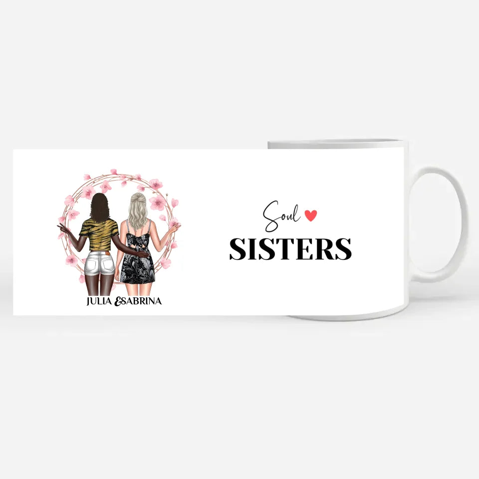 Tasse Beste Freundin Soul Sisters mit Figuren personalisiert