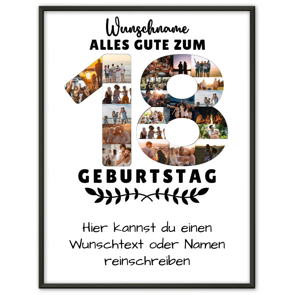 Personalisiertes Poster 18 Geburtstag Wunschname Wunschtext für Bruder Schwester