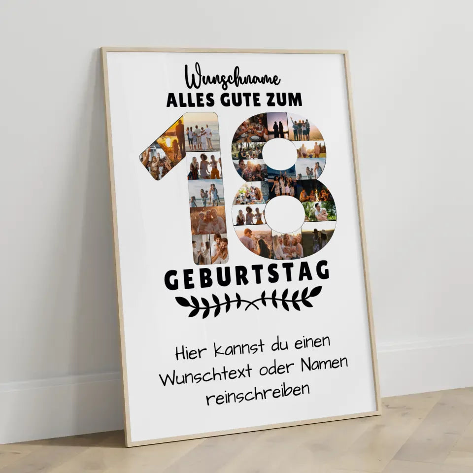 Personalisiertes Poster 18 Geburtstag Wunschname Wunschtext für Bruder Schwester