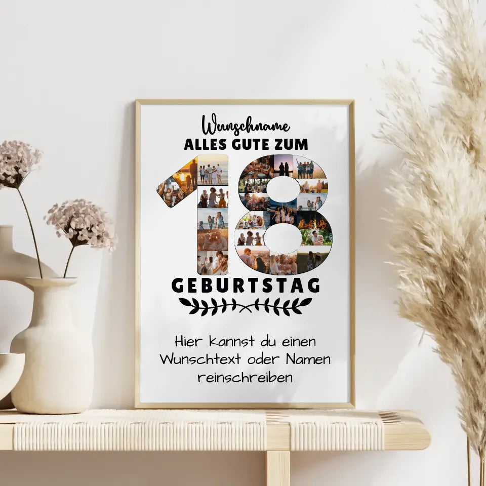 Personalisiertes Poster 18 Geburtstag Wunschname Wunschtext für Bruder Schwester