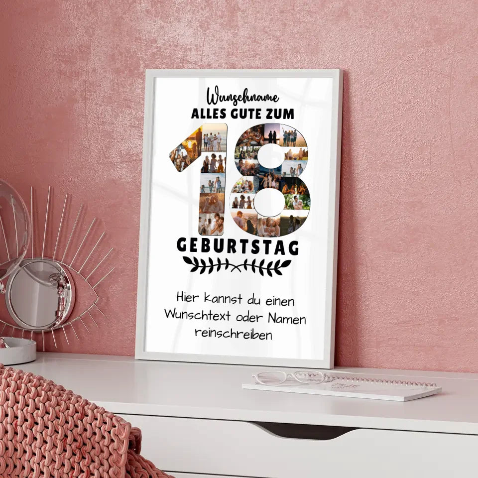 Personalisiertes Poster 18 Geburtstag Wunschname Wunschtext für Bruder Schwester