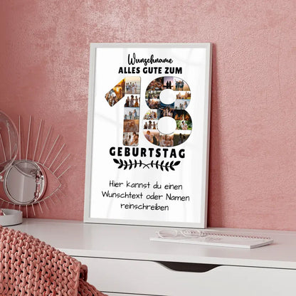 Personalisiertes Poster 18 Geburtstag Wunschname Wunschtext für Bruder Schwester