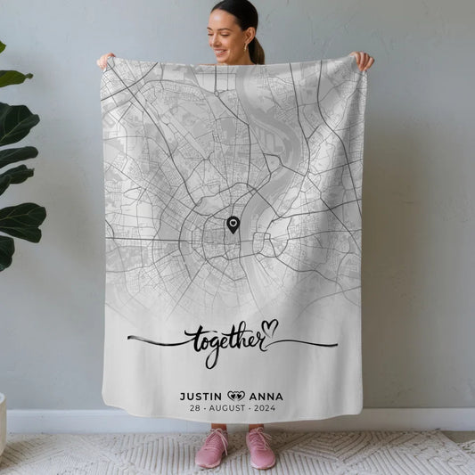 Personalisiert Stadtkarten Decke Paare Together Schwarz Weiß 1