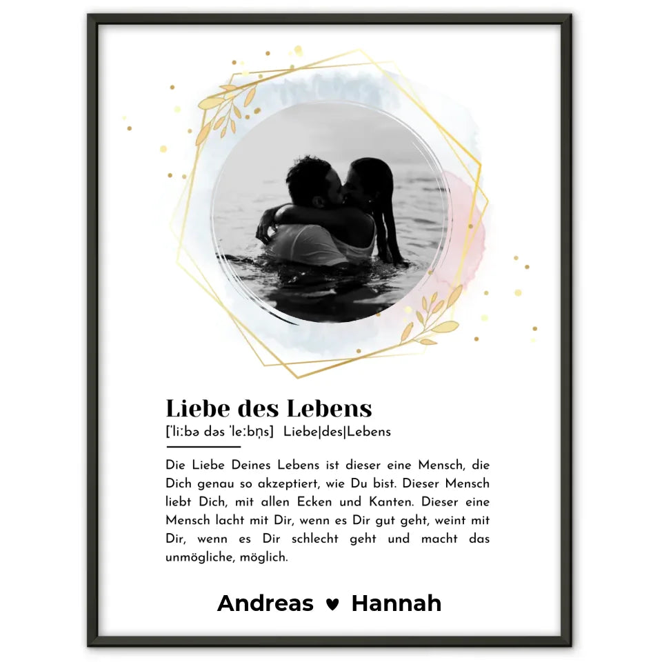 Liebes Poster Foto Wandbild Selbst gestalten Mit Eigenem Spruch & Foto & Namen