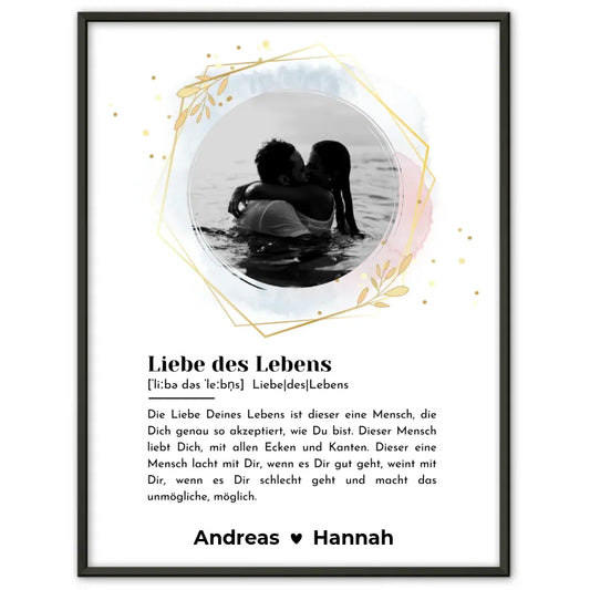 Liebes Poster Foto Wandbild Selbst gestalten Mit Eigenem Spruch & Foto & Namen