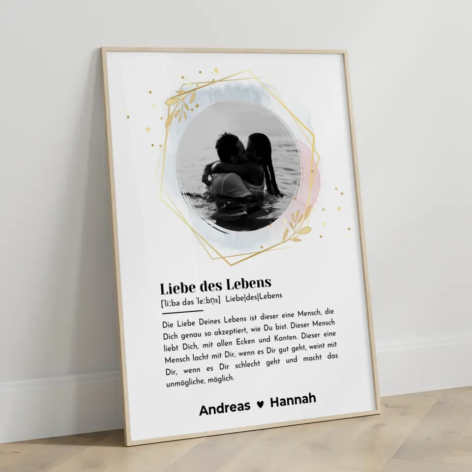 Liebes Poster Foto Wandbild Selbst gestalten Mit Eigenem Spruch & Foto & Namen