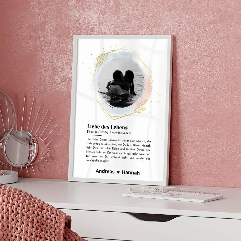 Liebes Poster Foto Wandbild Selbst gestalten Mit Eigenem Spruch & Foto & Namen