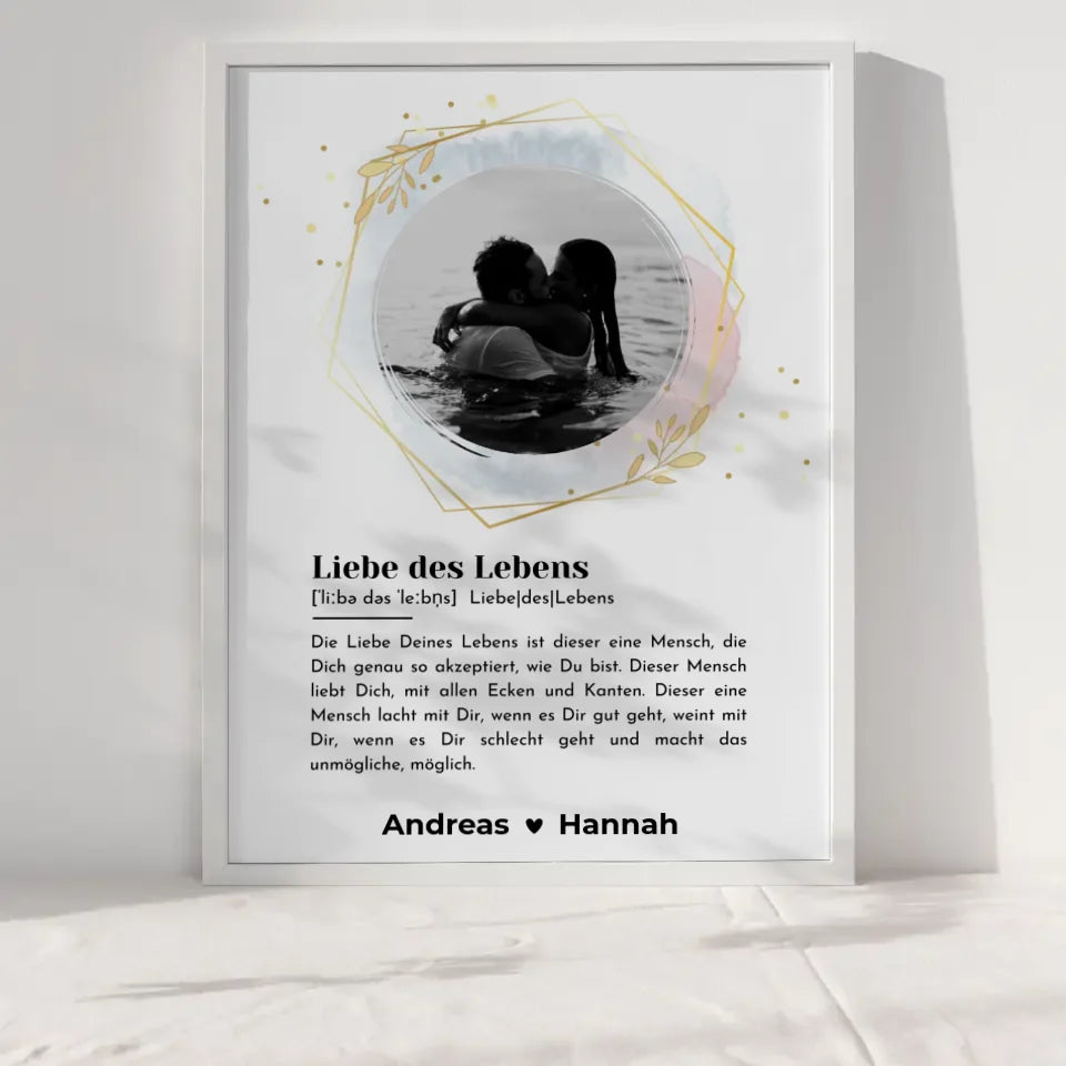 Liebes Poster Foto Wandbild Selbst gestalten Mit Eigenem Spruch & Foto & Namen