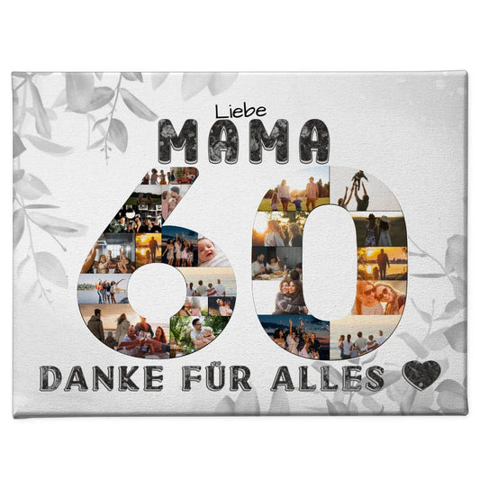 60 Geburtstag Personalisierte Leinwand für Mama Fotocollage