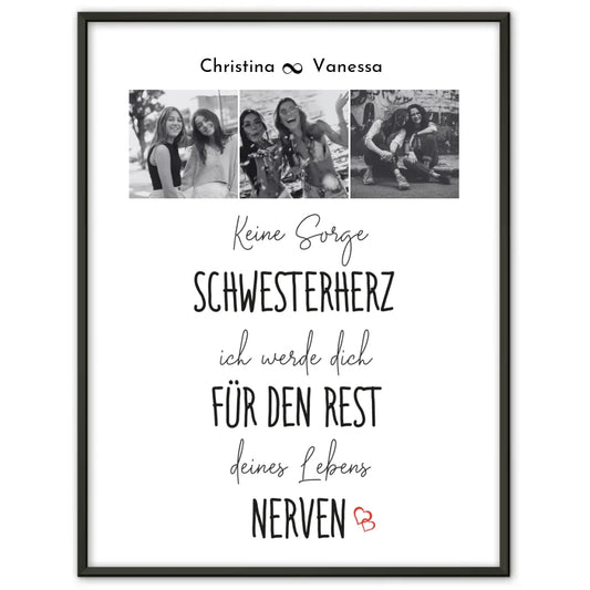 Schwester Poster Personalisiert Keine Sorge Schwester Fotocollage