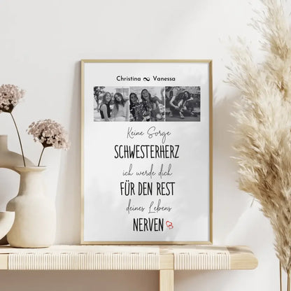 Schwester Poster Personalisiert Keine Sorge Schwester Fotocollage
