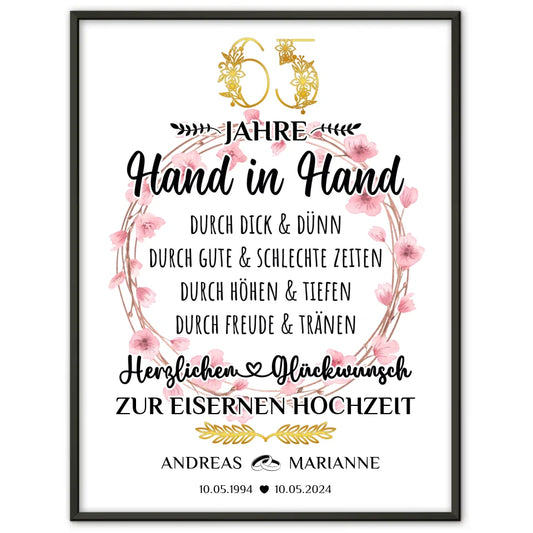 Personalisierte Poster Geschenk 65 Hochzeitstag zur Eisernen Hochzeit 1