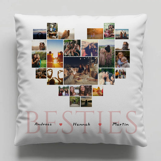 Fotocollage Kissen Herz für Beste Freundin Besties Personalisiert 1
