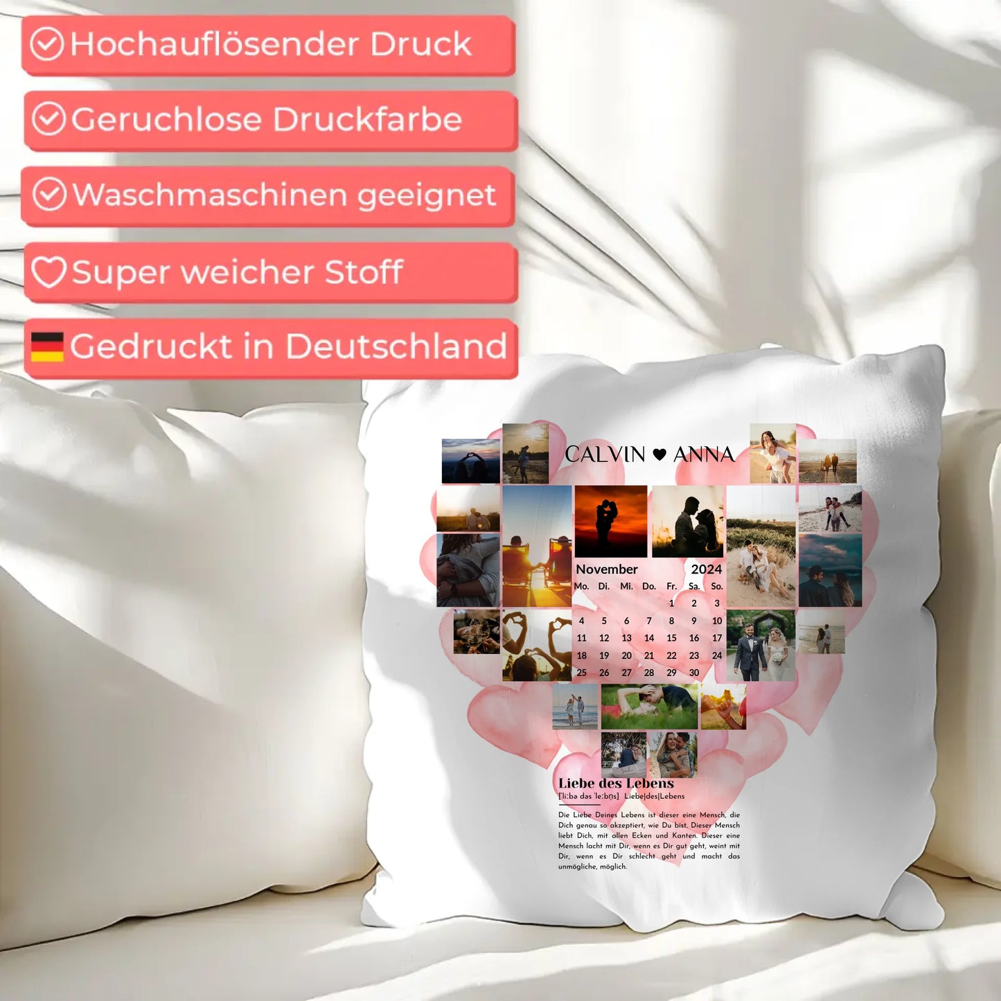 Personalisiertes Kissen Paare Fotocollage Definition Liebe Des Lebens
