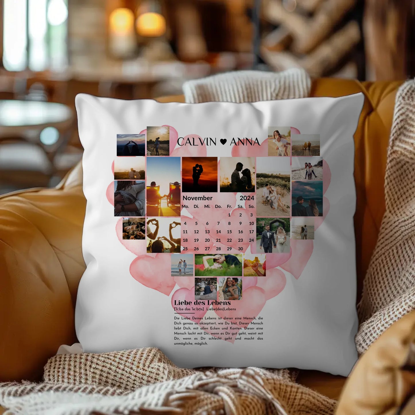 Personalisiertes Kissen Paare Fotocollage Definition Liebe Des Lebens