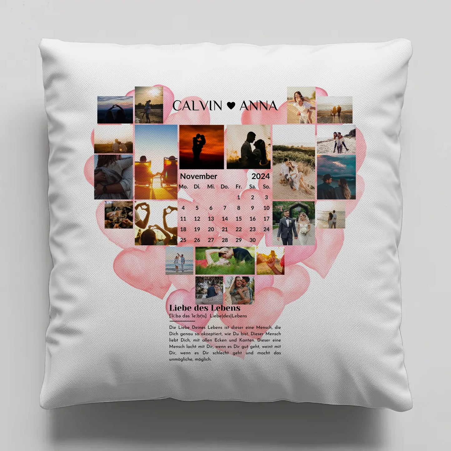 Personalisiertes Kissen Paare Fotocollage Definition Liebe Des Lebens