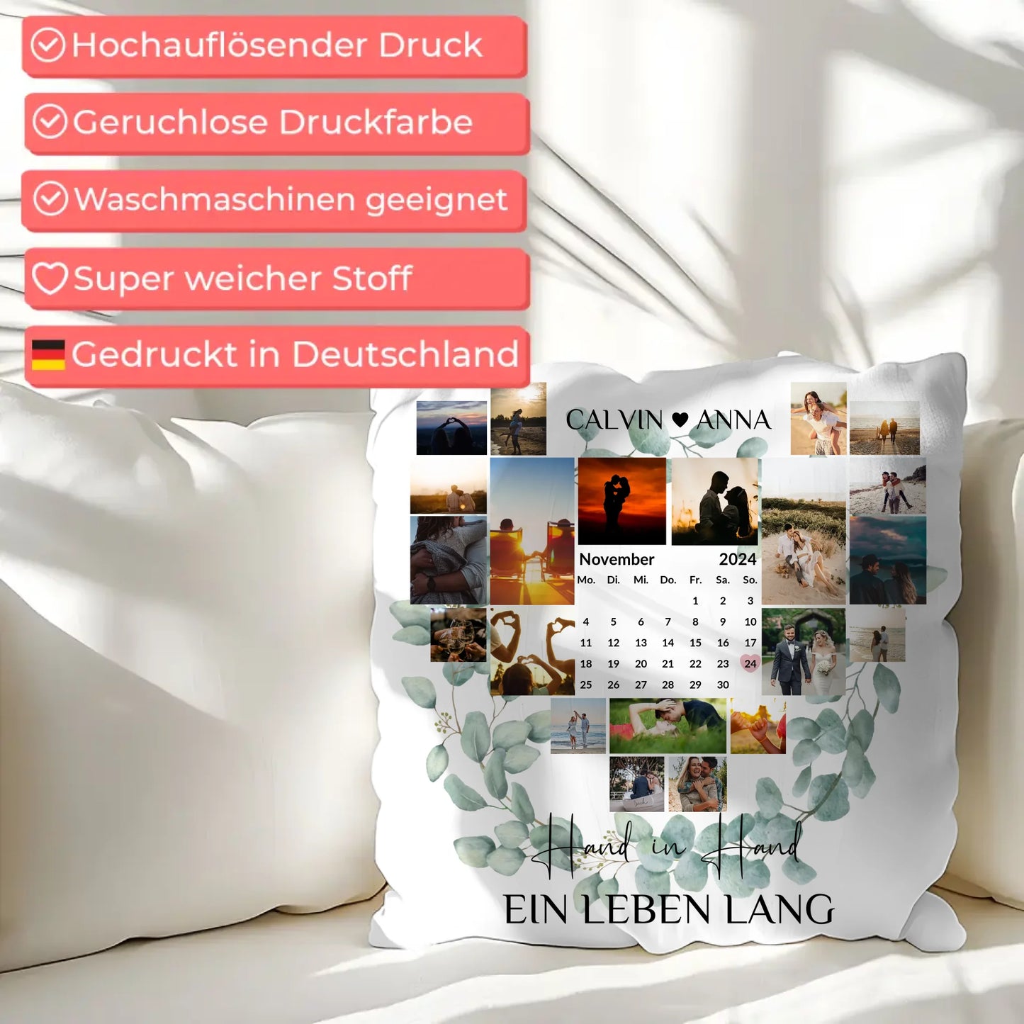 Paar Fotokissen Fotocollage Hand In Hand Ein Leben Lang gestalten