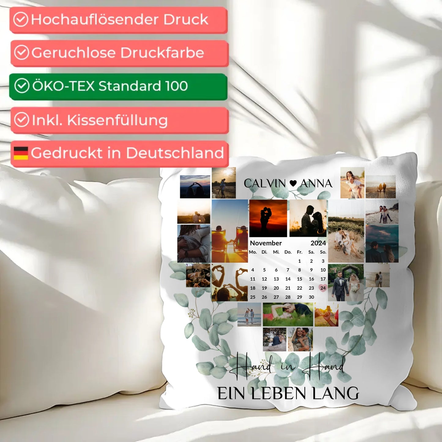 Paar Fotokissen Fotocollage Hand In Hand Ein Leben Lang gestalten