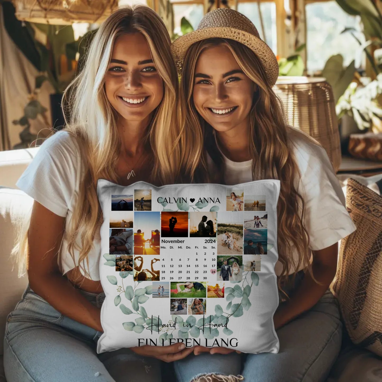 Paar Fotokissen Fotocollage Hand In Hand Ein Leben Lang gestalten