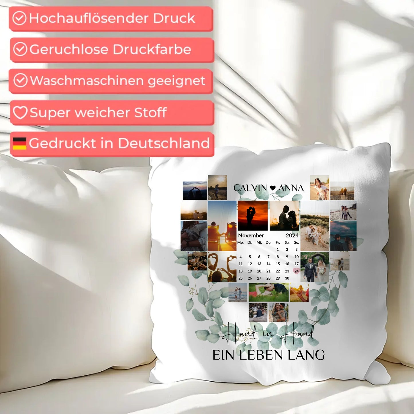 Paar Fotokissen Fotocollage Hand In Hand Ein Leben Lang gestalten