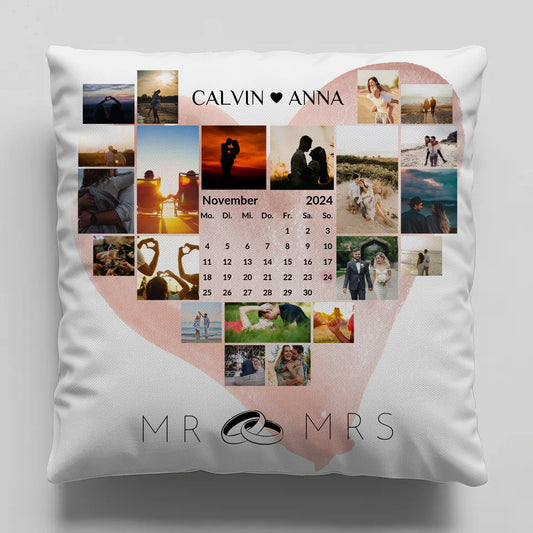 Personalisiertes Liebes Kissen Fotocollage Mr & Mrs Geschenk