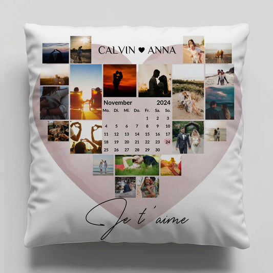Personalisiertes Fotokissen mit Fotocollage Je T Aime